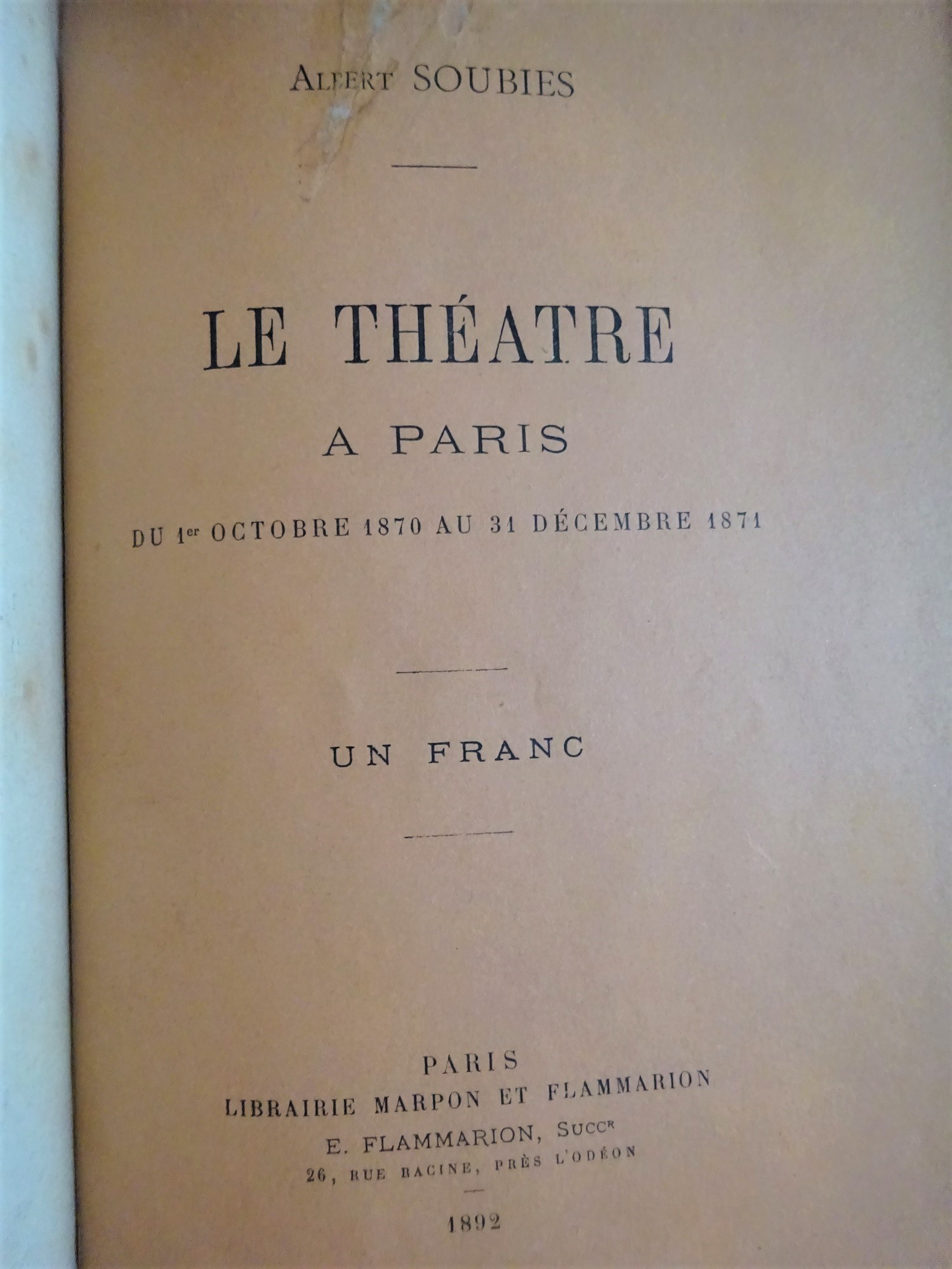 Dix mois à la Comédie Française