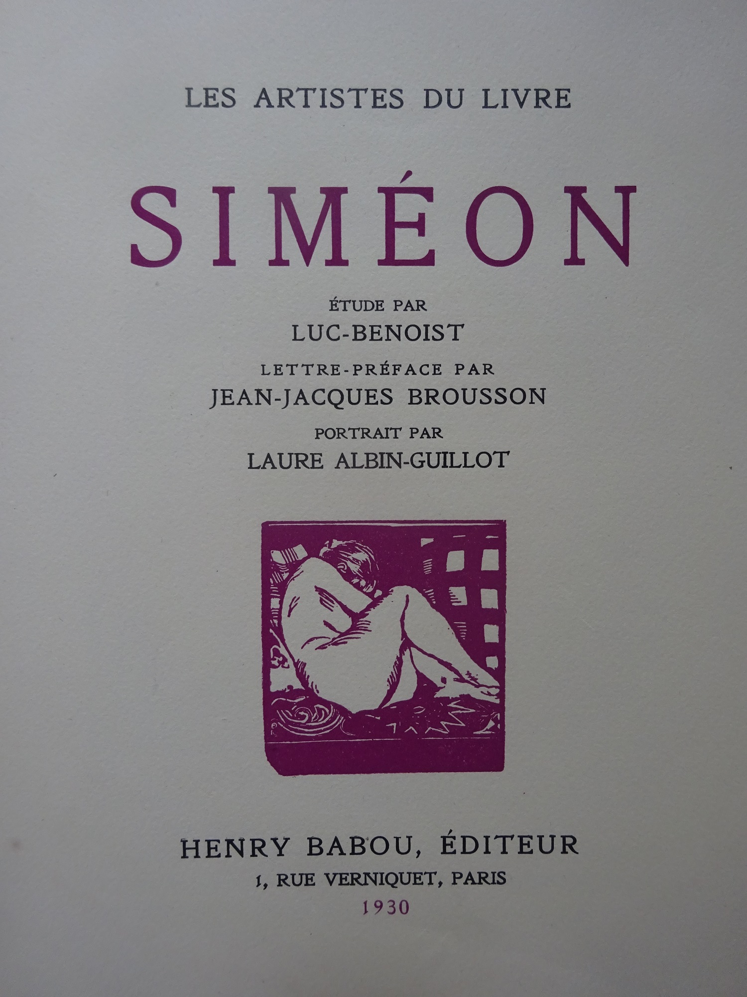 Les Artistes du livre. Siméon