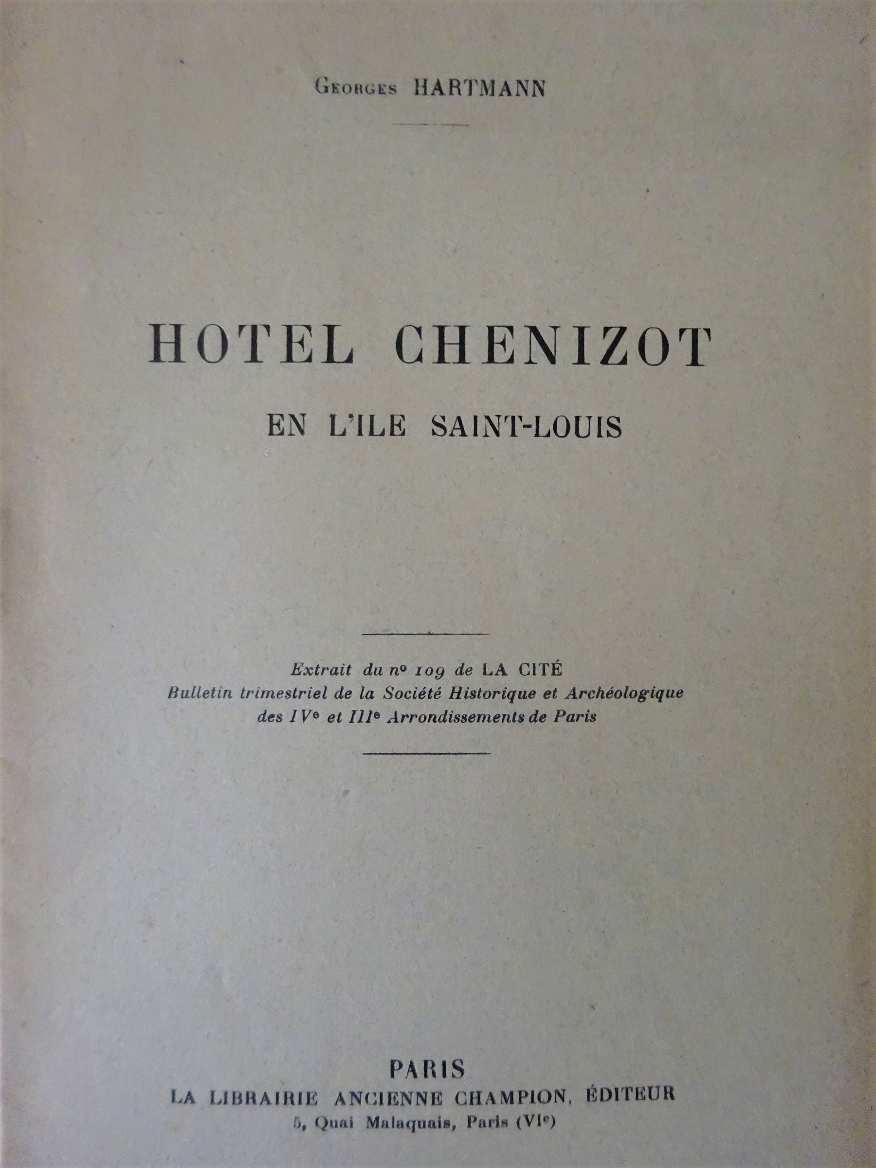 Hôtel Chenizot en l'Ile Saint-Louis
