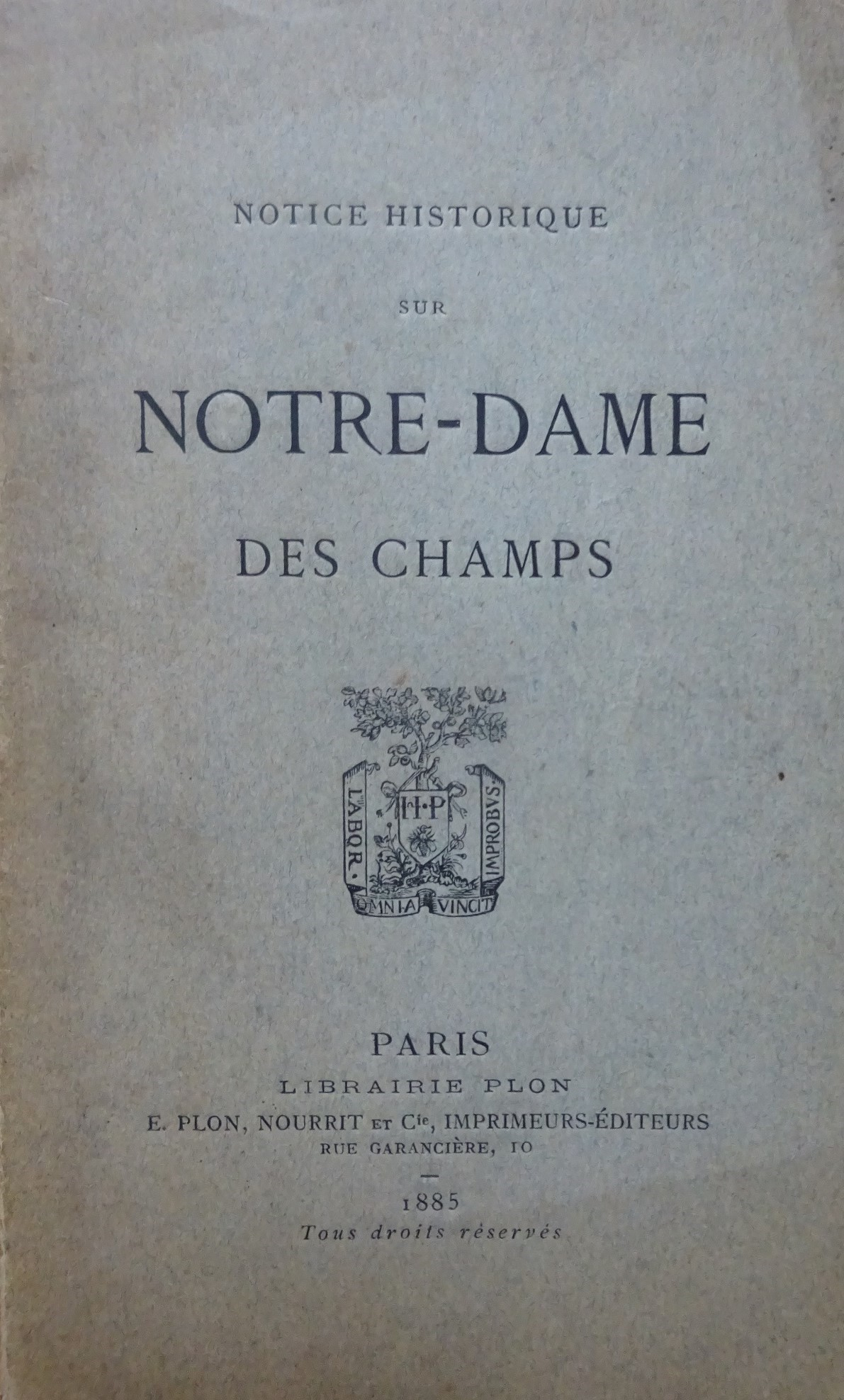 Notice historique sur Notre-Dame des champs