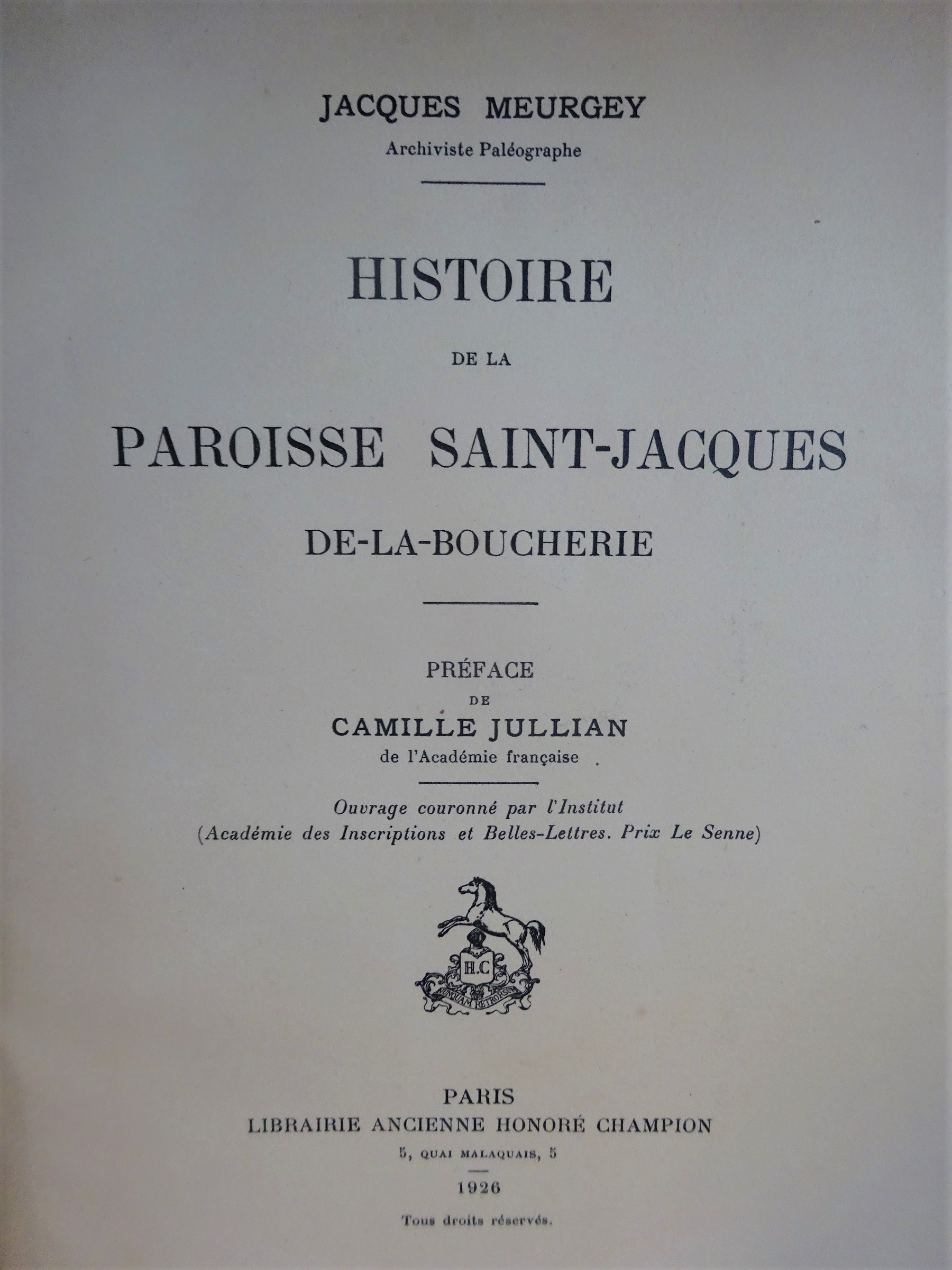 Histoire de la Paroisse Saint Jacques de la Boucherie