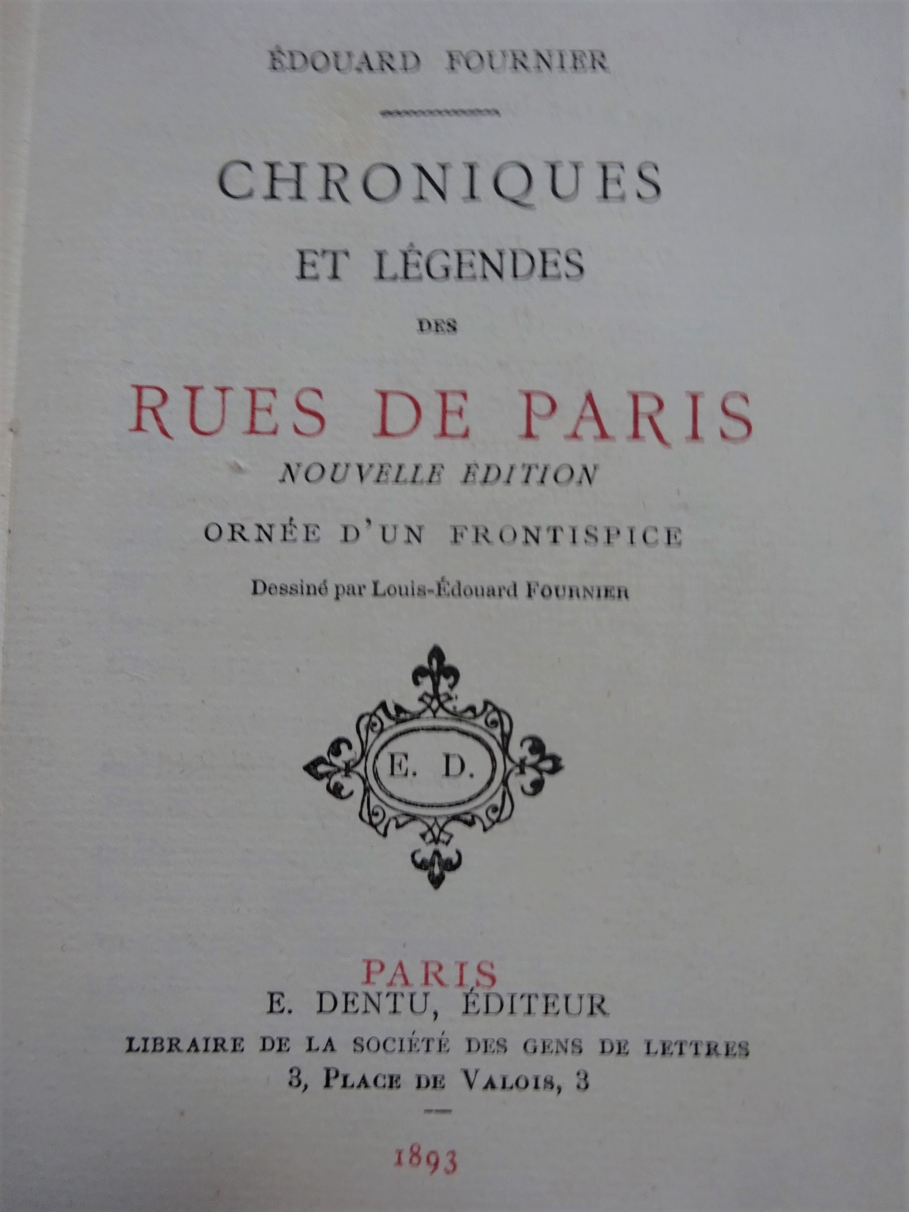 Chroniques et légendes des rues de Paris. 1893