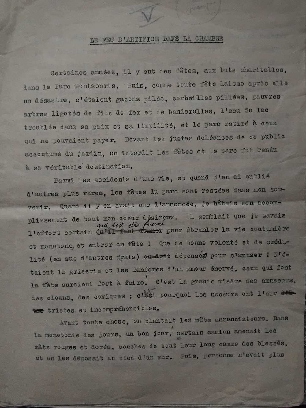 Montsouris Livre et Tapuscrit