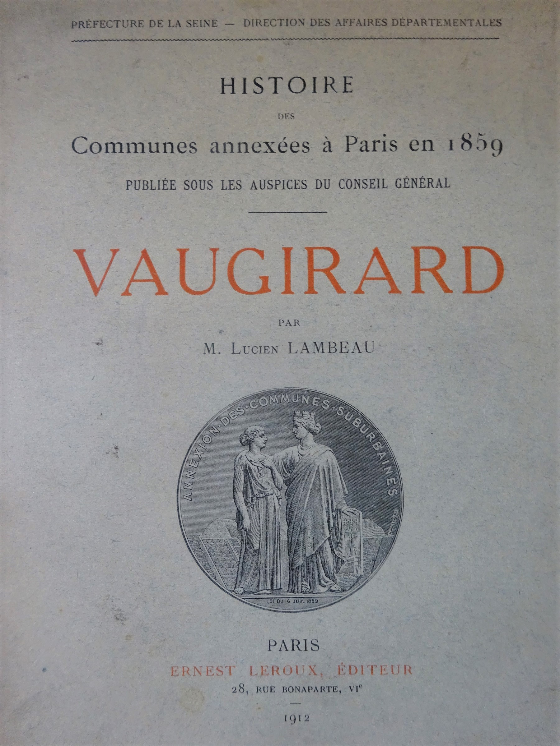 Histoire des communes annexées à Paris en 1859 Vaugirard