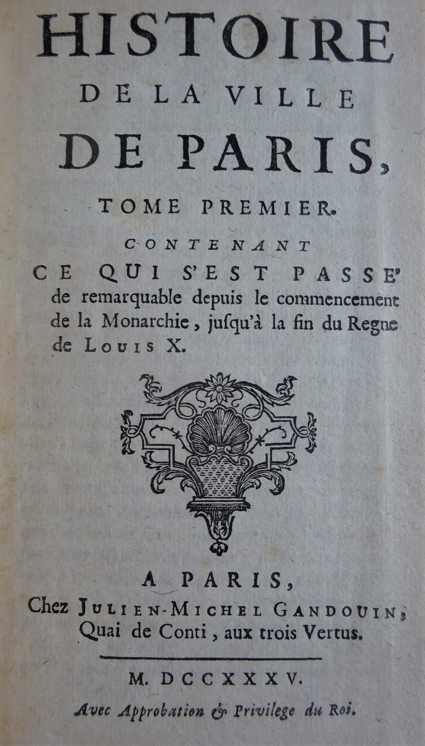 Histoire de la ville de Paris 1735