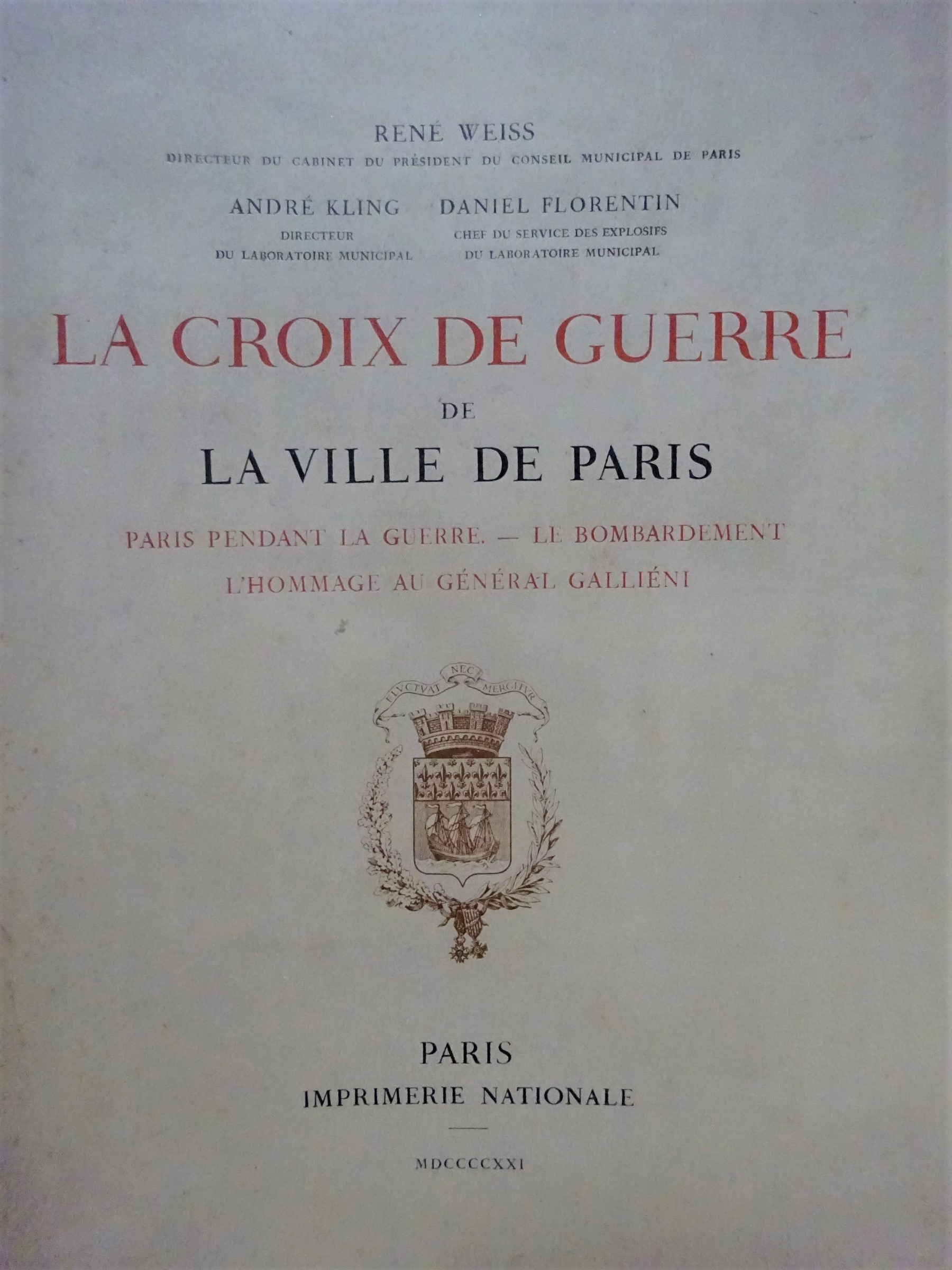 La Croix de guerre de la ville de Paris