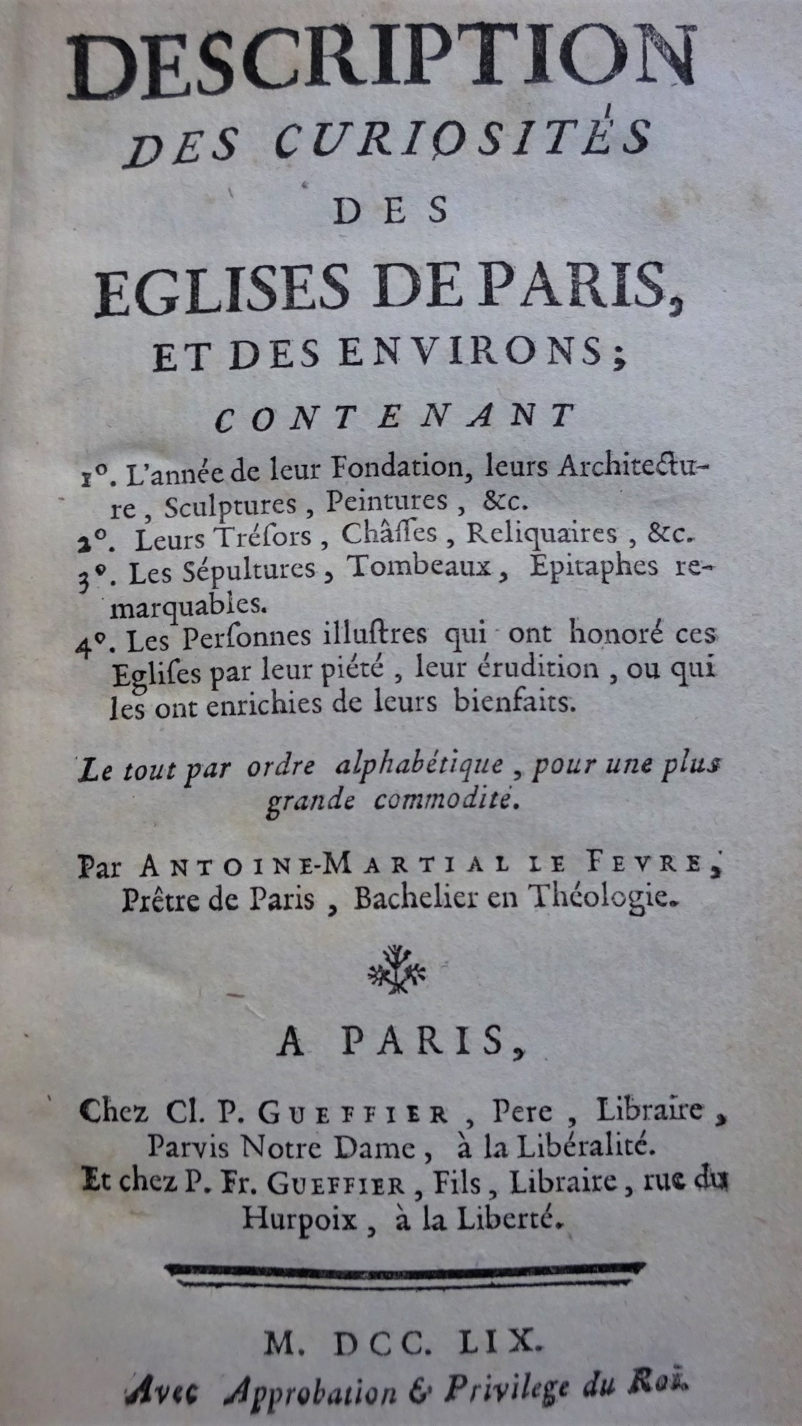 Description des curiosités des églises de Paris et des environs Reliure d'époque