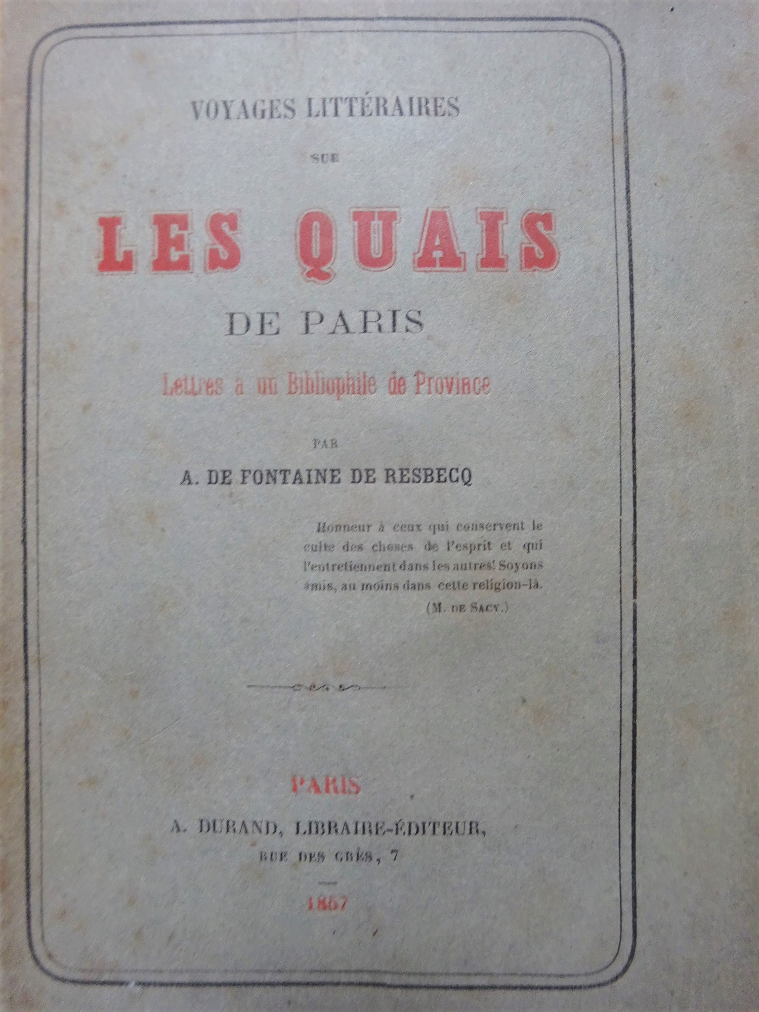 Voyages littéraires sur les Quais de Paris Broché