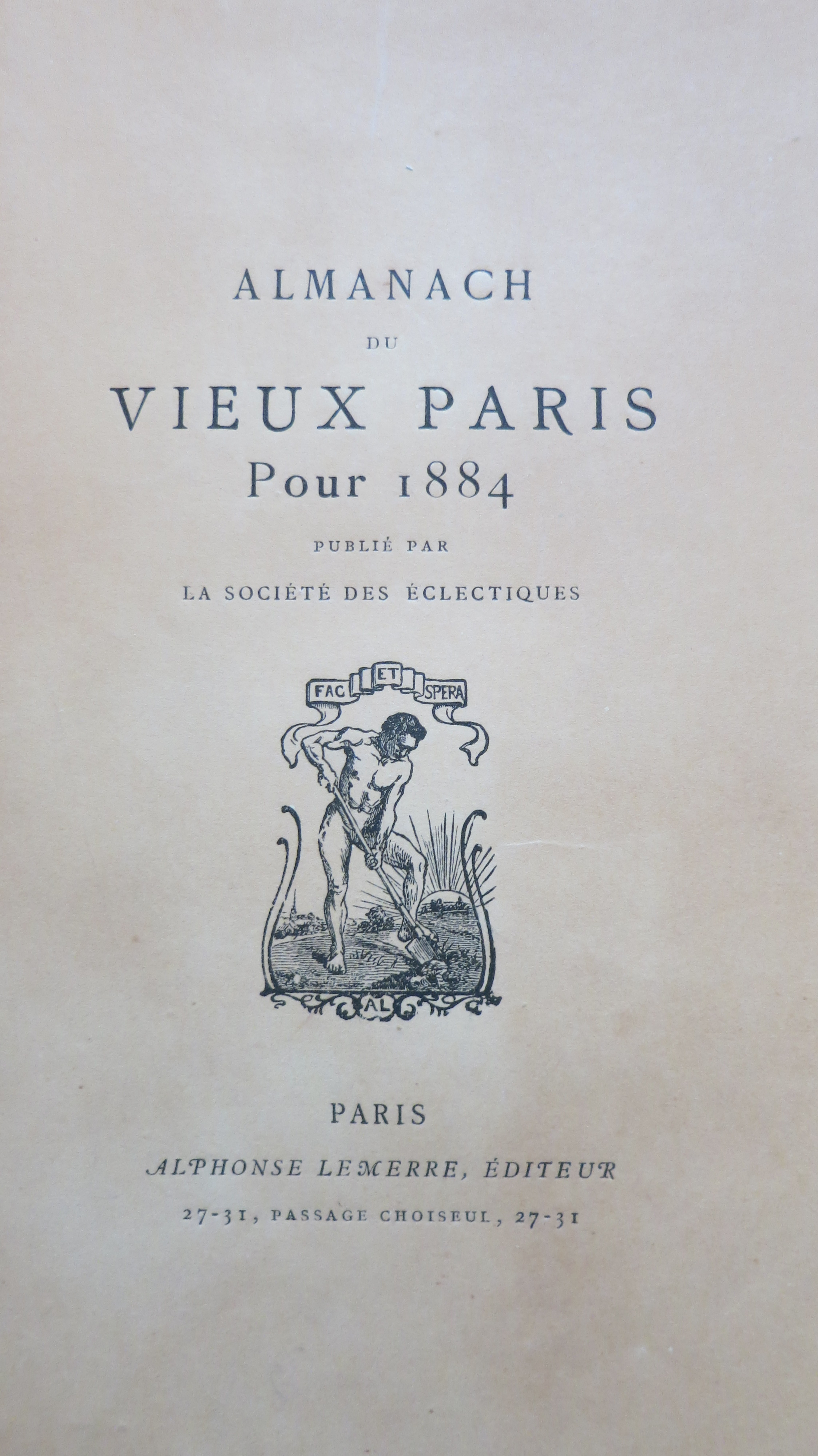 Almanach du vieux Paris pour 1884