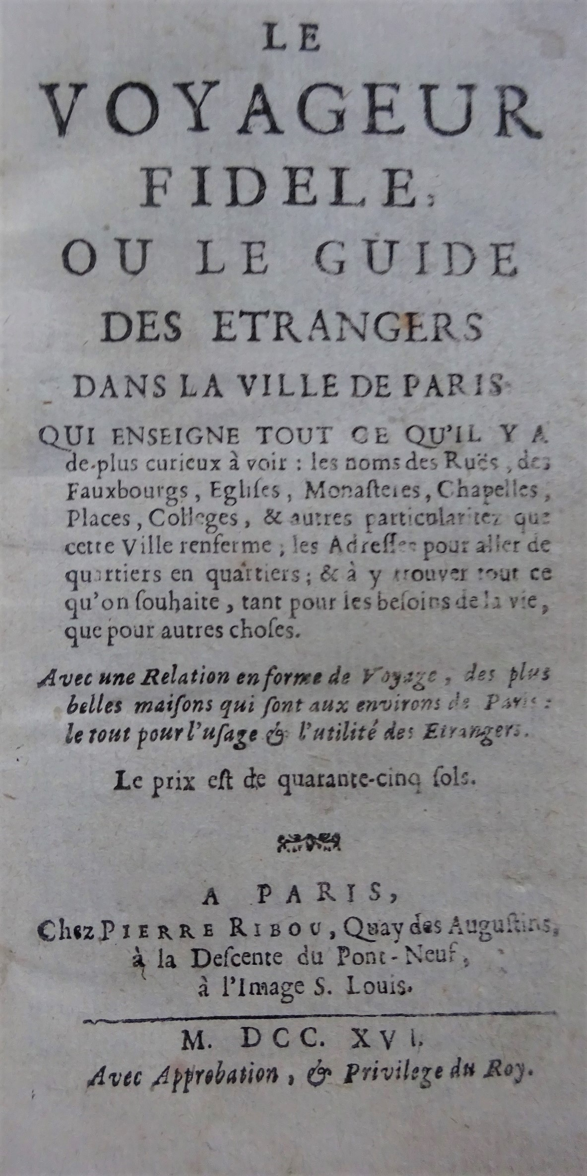 Le voyageur fidèle ou le guide des étrangers dans la ville de Paris