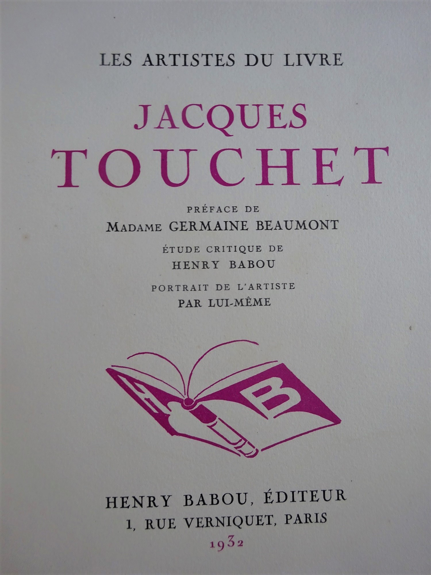 Les artistes du livre. Jacques Touchet