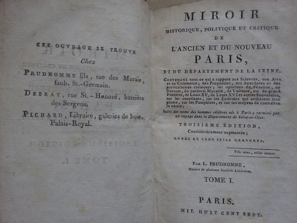 Miroir historique, politique et critique de l'ancien et du nouveau Paris