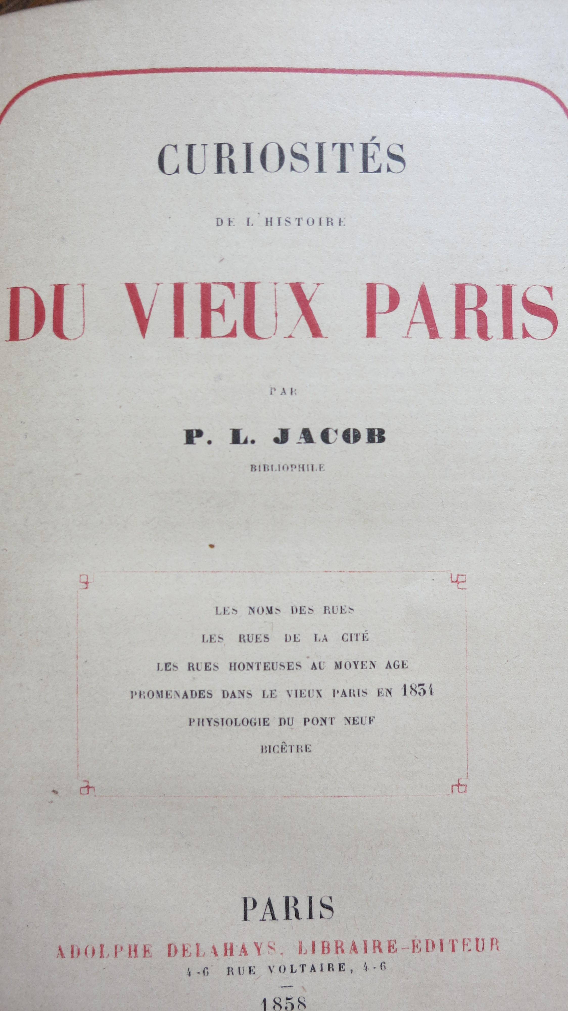 Curiosités de l'histoire du vieux Paris