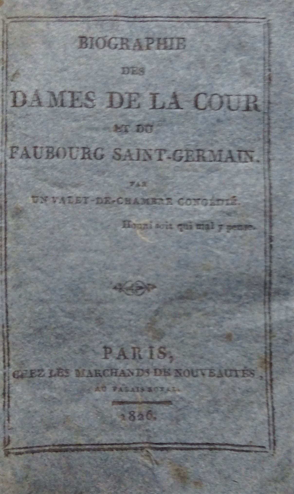 Biographie des dames de la Cour et du Faubourg Saint-Germain