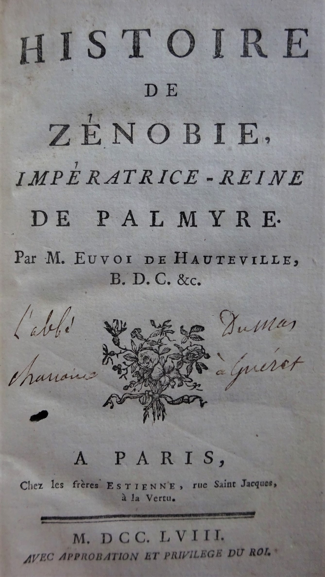 Histoire de Zénobie, Impératrice-Reine de Palmyre