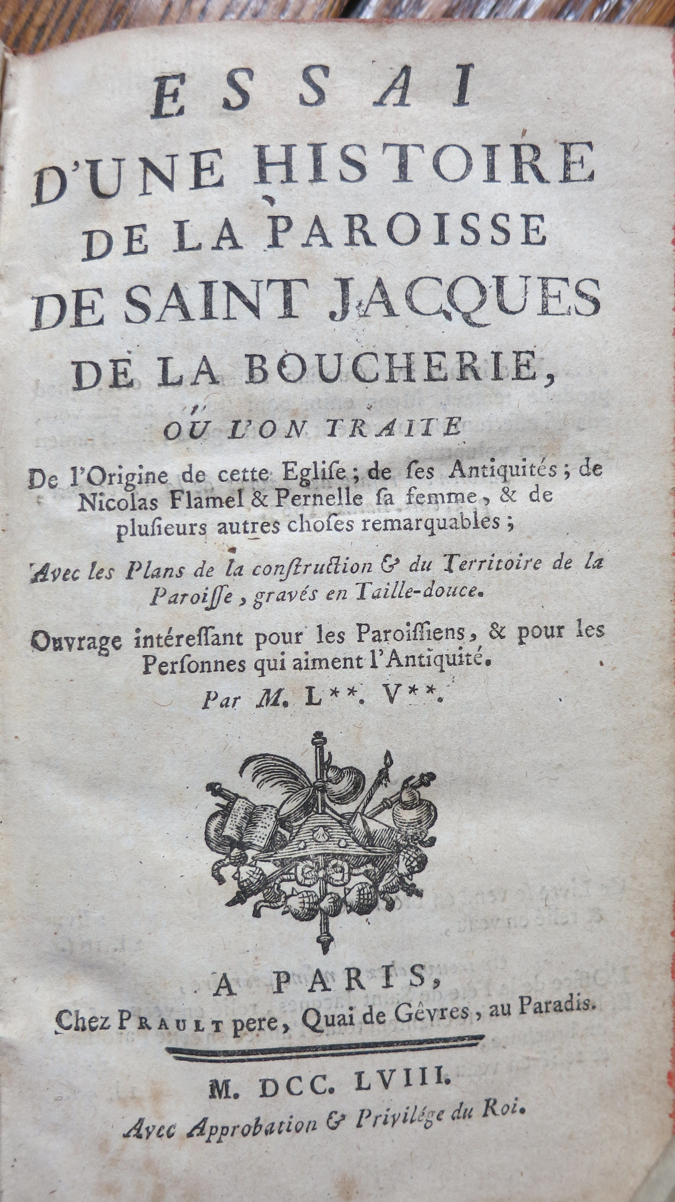 Essai d'une histoire de la paroisse de Saint Jacques de la Boucherie