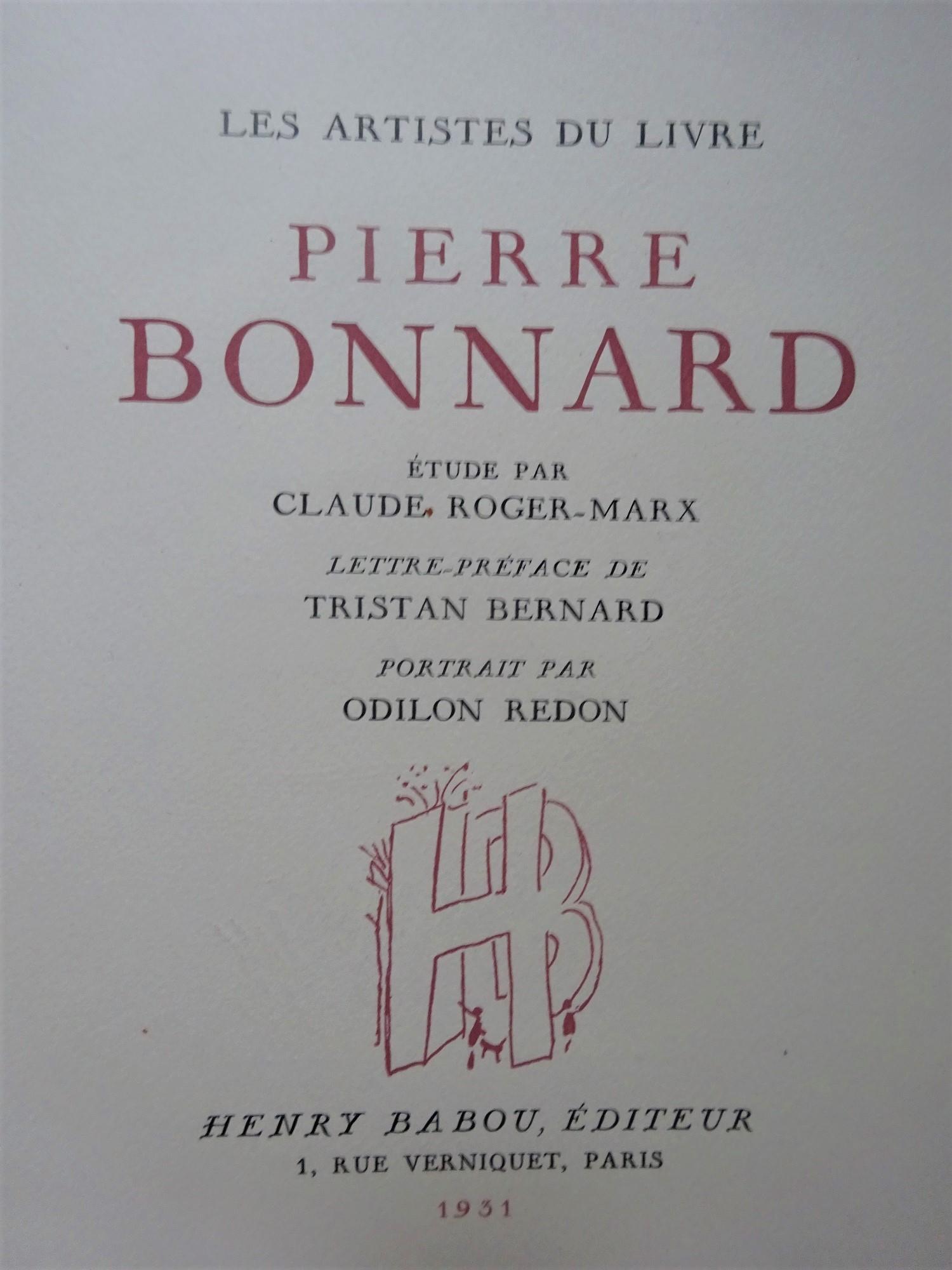 Les Artistes du livre. Pierre Bonnard