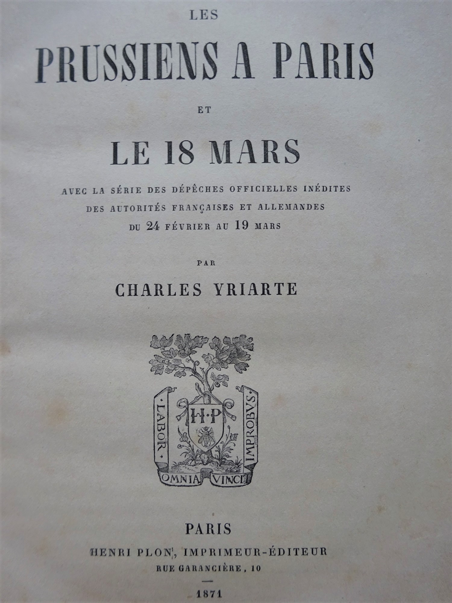 Les Prussiens à Paris et le 18 mars