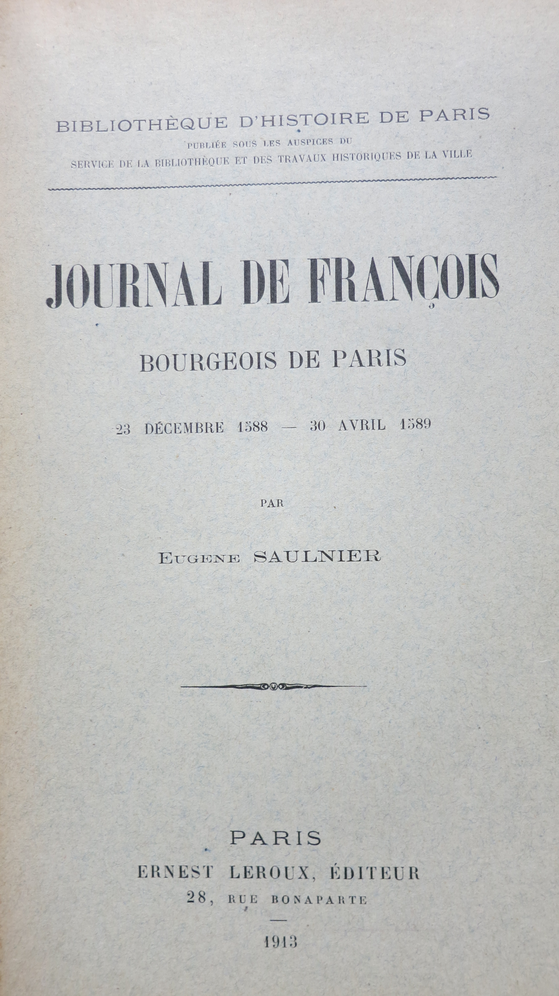 Journal de François bourgeois de Paris