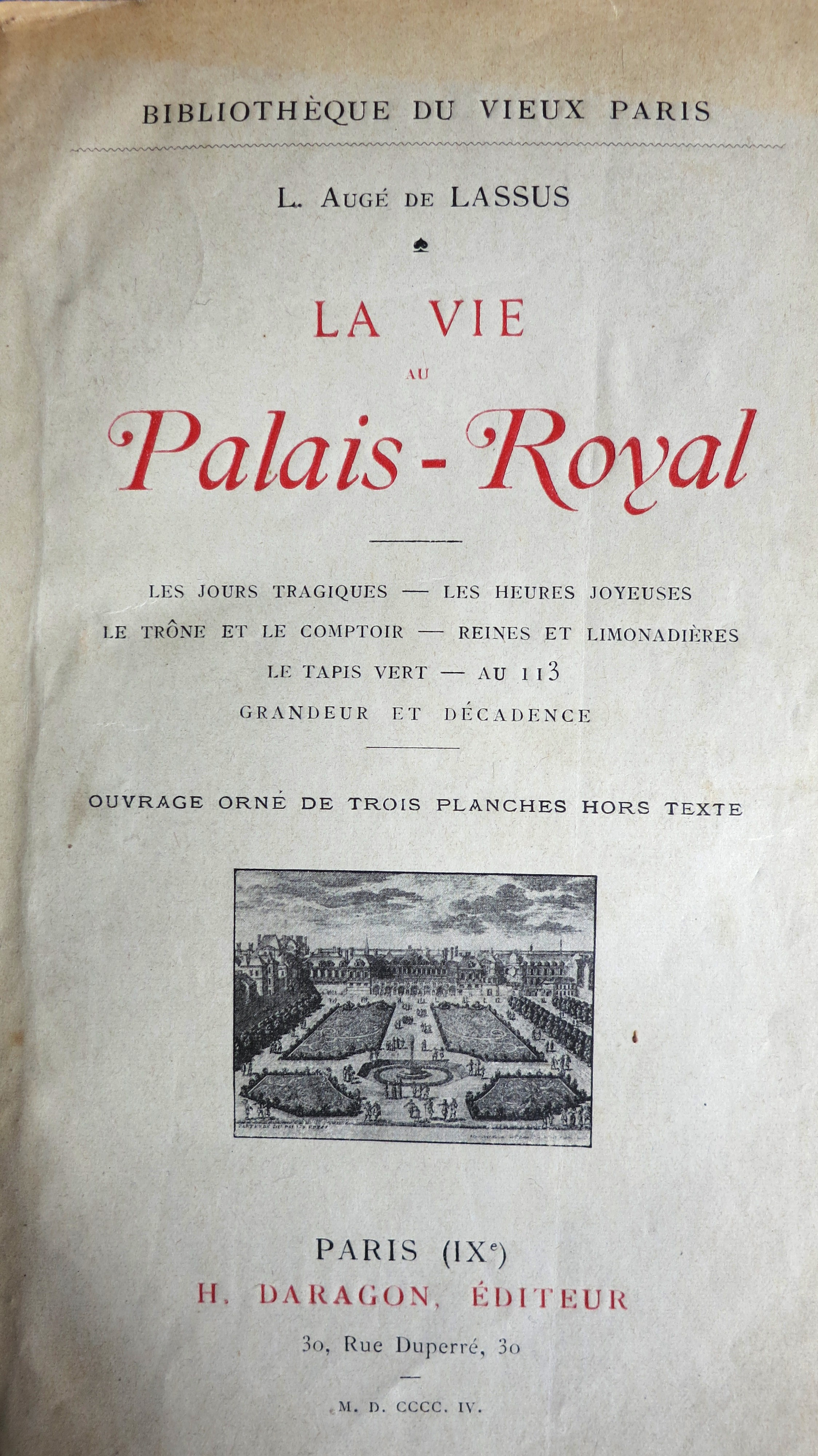La vie au Palais Royal