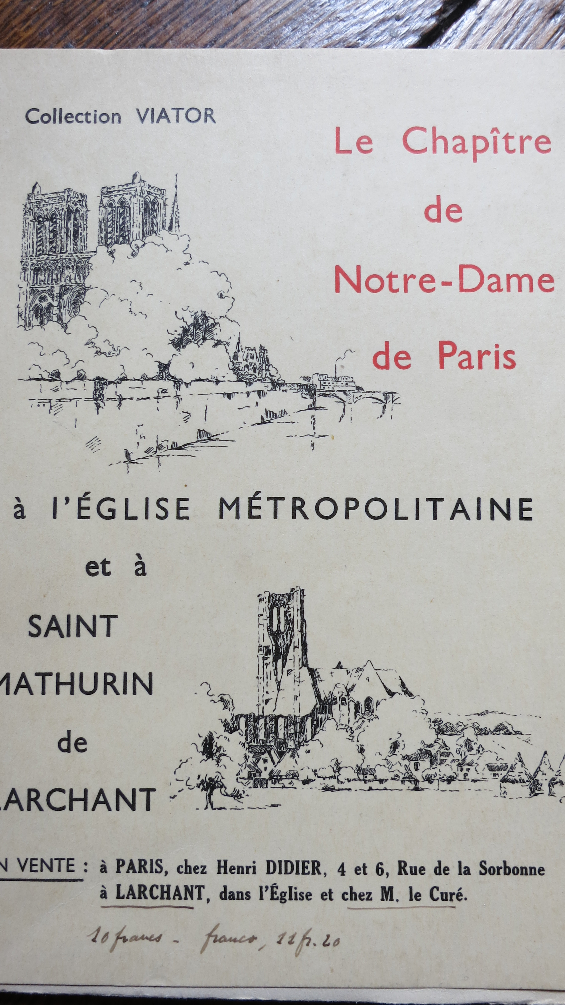 Le chapitre de Notre Dame de Paris à l'Eglise métropolitaine