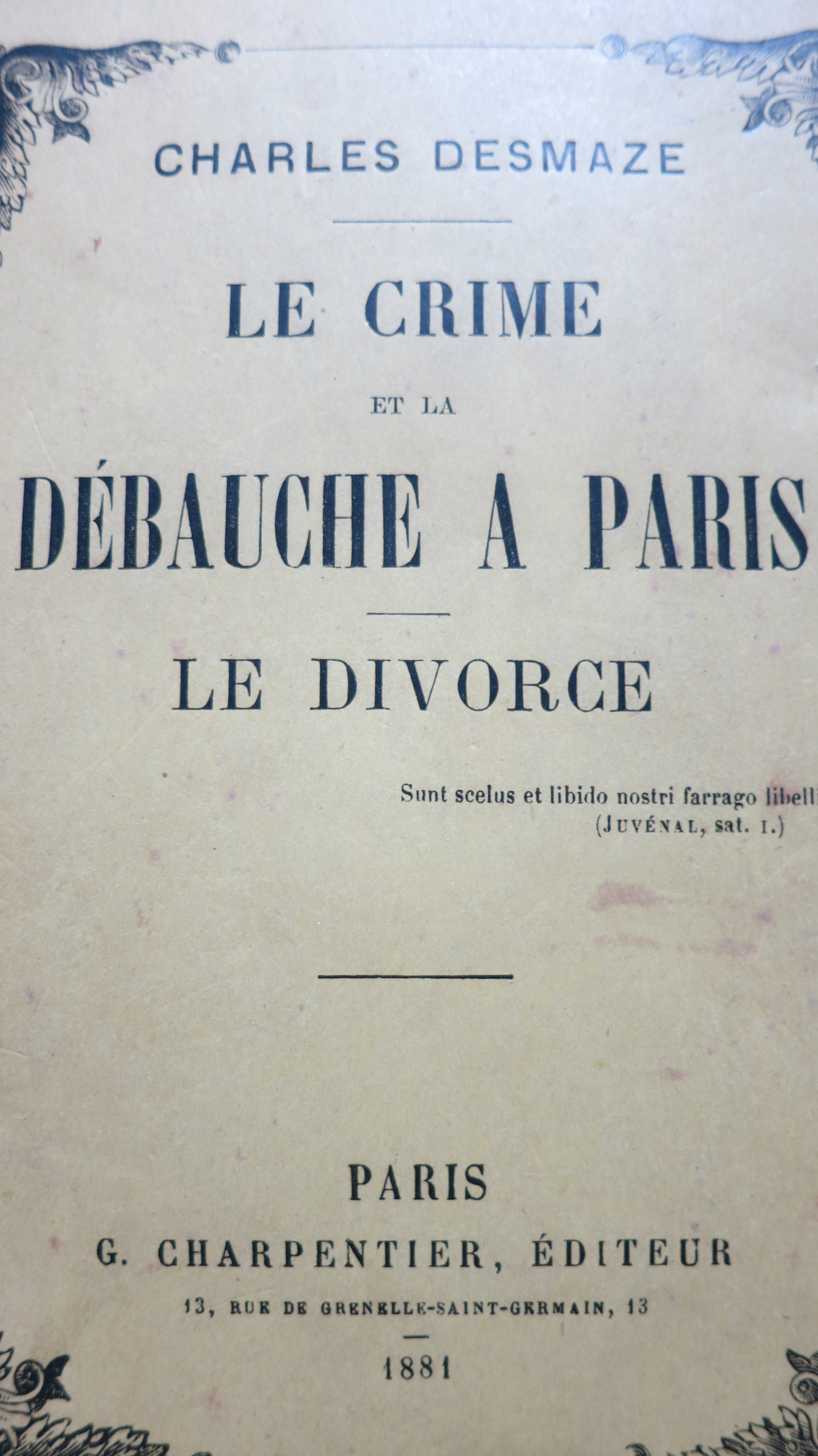 Le crime et la débauche à Paris