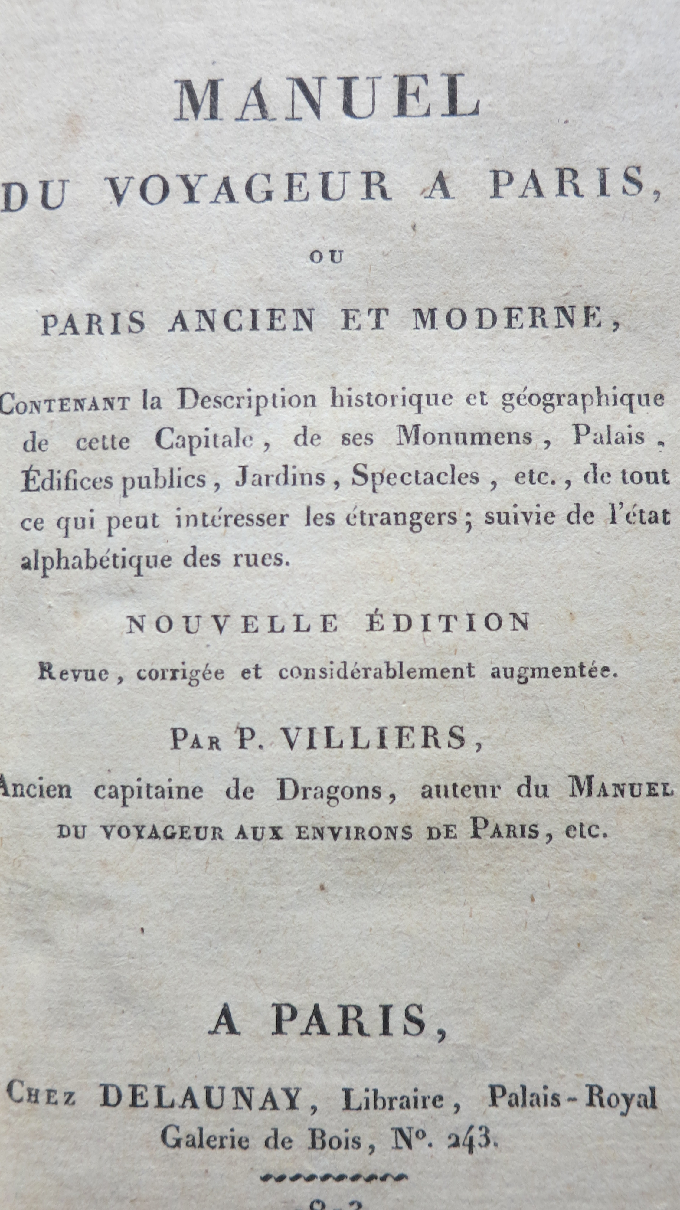 Manuel du voyageur à Paris. 1813.