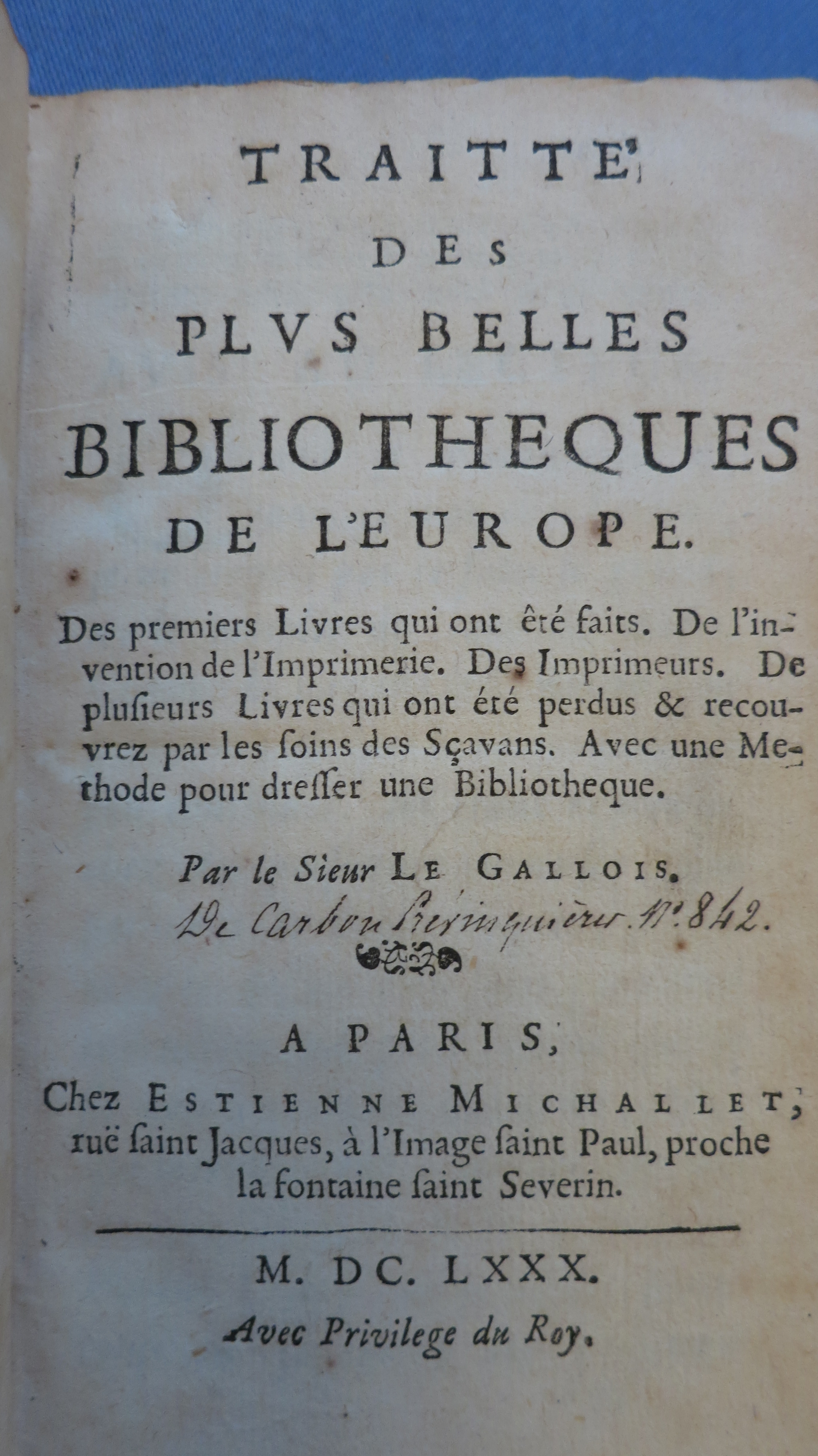 Traitte des plus belles bibliothèques de l'Europe