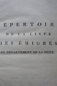 Répertoire de la liste des Emigrés du Département de la Seine
