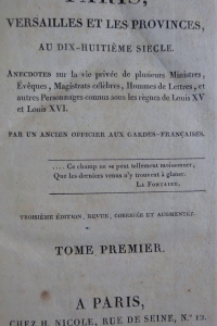 Paris Versailles et les provinces au dix-huitième siècle. 3 volumes.