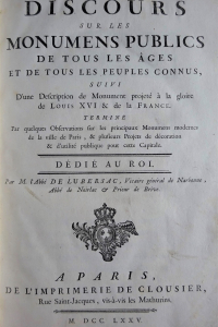 Discours sur les Monumens publics de tous les âges et de tous les peuples connus