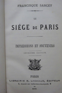 Le Siège de Paris Impressions et souvenirs