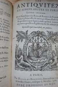 Les Antiquitez croniques et singularitez de Paris. 1586-1588