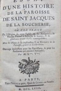 Essai d'une histoire de la paroisse de Saint Jacques de la Boucherie