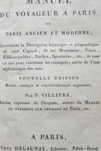 Manuel du voyageur à Paris. 1813.