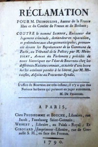 Réclamation pour M.Desmoulins