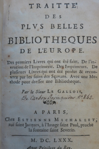 Traitte des plus belles bibliothèques de l'Europe